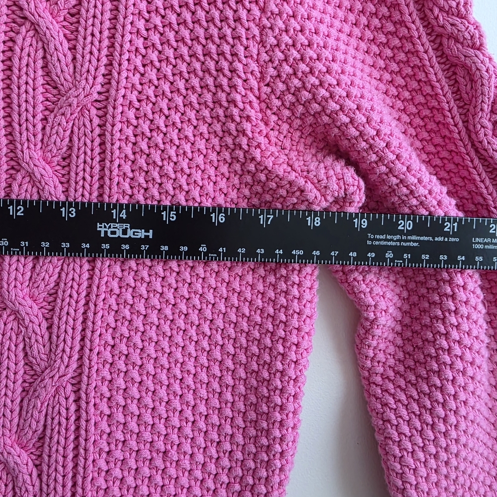 Lauren By Ralph Lauren Pink Cable Knit Turtleneck Sweater Size X Large Cotton - Picture 3 of 5